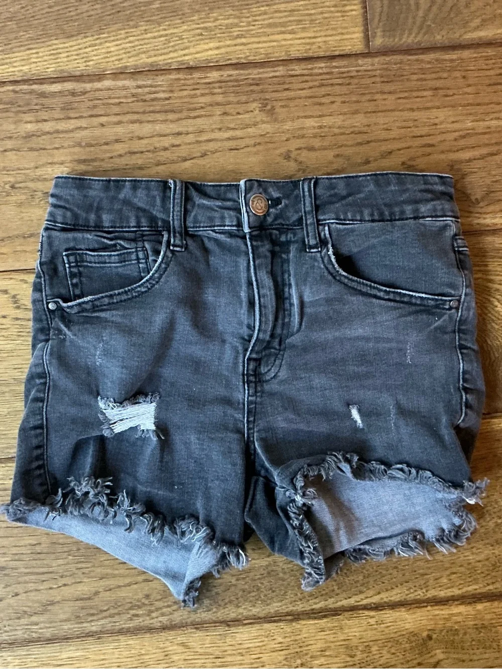 Treasure & Bond Distressed Charcoal Gray Denim Shorts